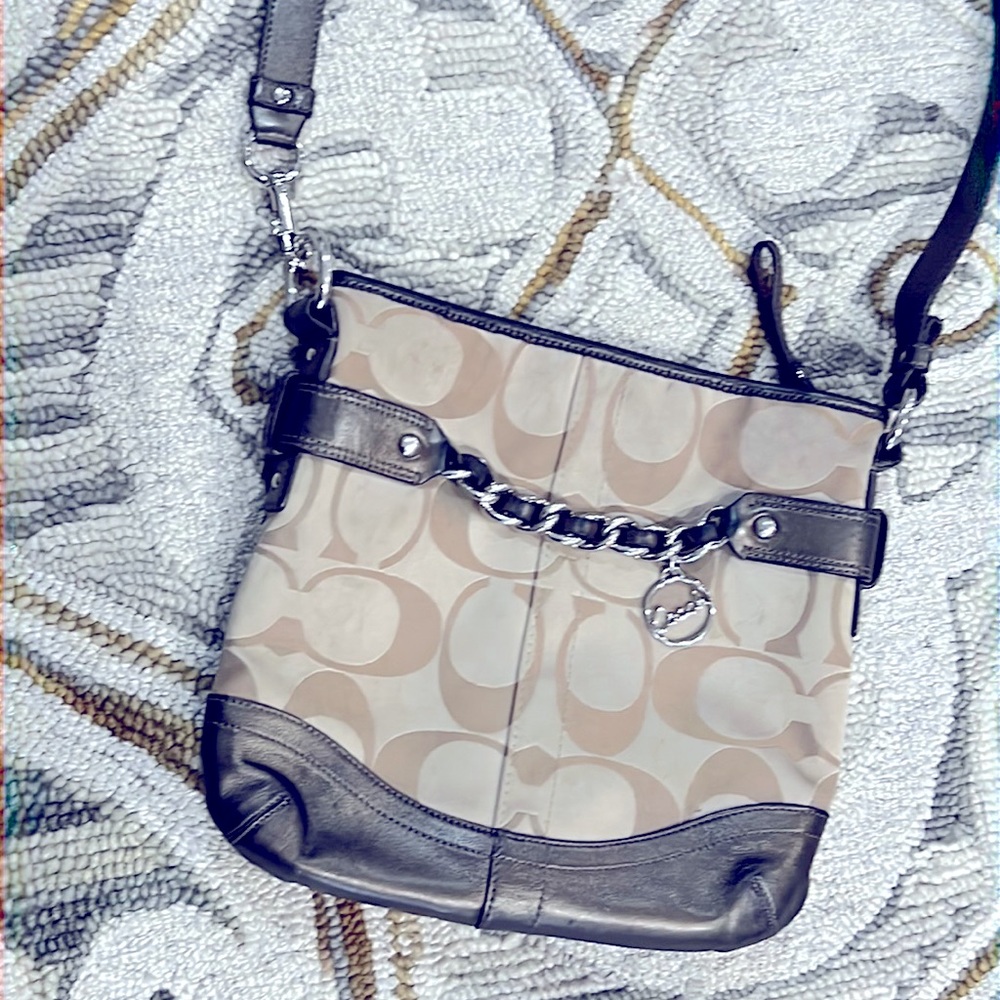 💕Coach metallic gold bronze jacquard medium crossbody bag💕 - Picture 1 of 12